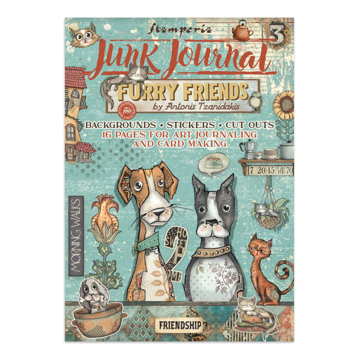 Stamperia Paper Furry Friends Junk Journal Stickers Cut-outs Backgrounds