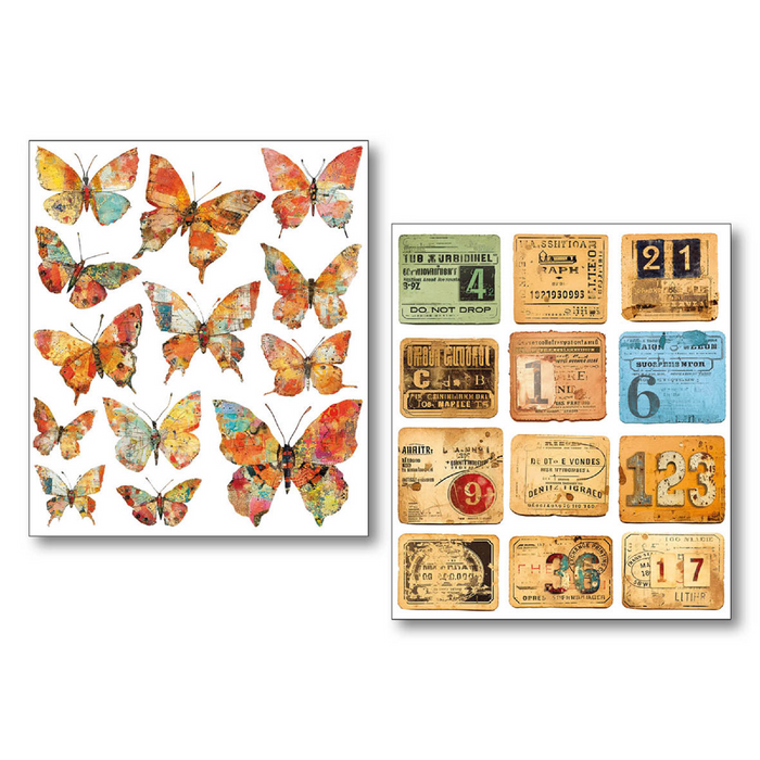Ciao Bella Mixed Media Sticker Set Grungy Tags 10pc