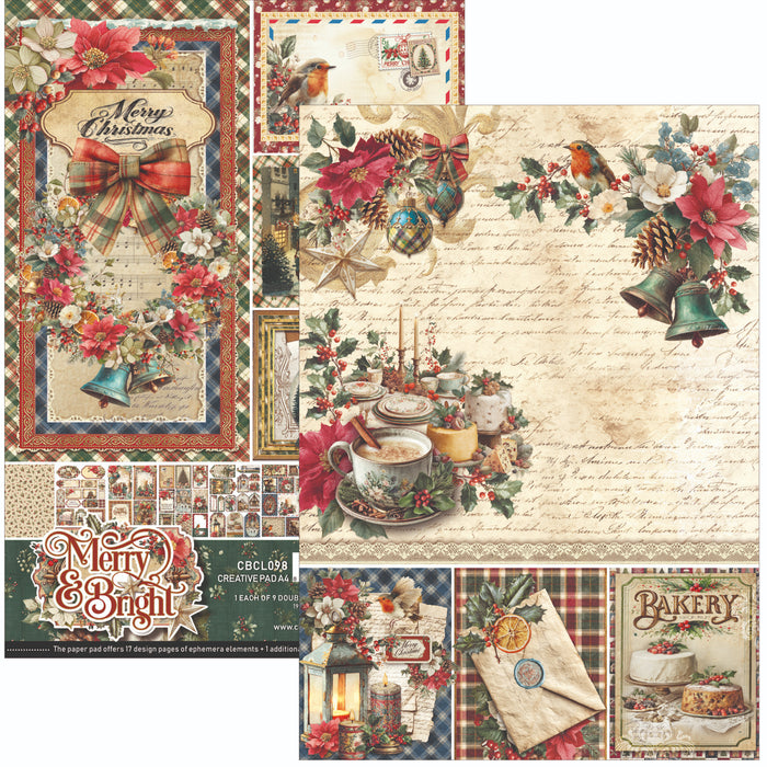 Ciao Bella Paper Merry & Bright A4 Scrapbooking Paper Set