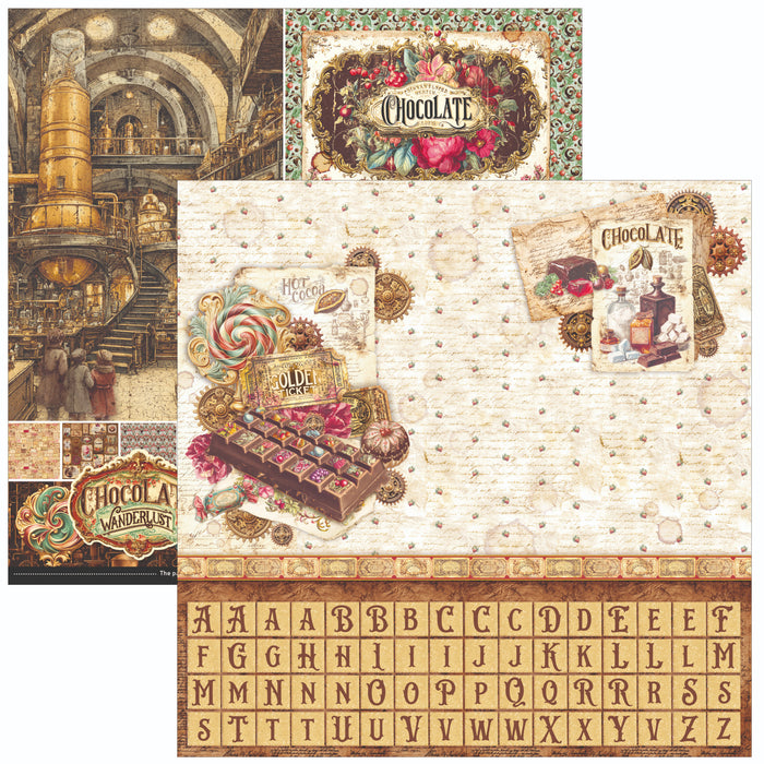 Ciao Bella Paper Chocolate Wanderlust 12" x 12" Patterns Scrapbooking Paper Set