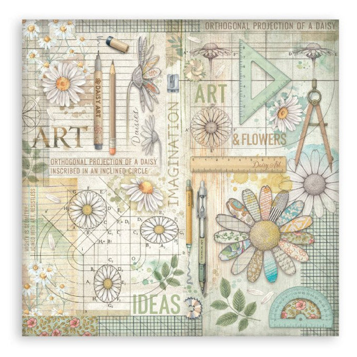 Stamperia Daisy Art 8" x 8" Single Faced Maxi Paper Pad