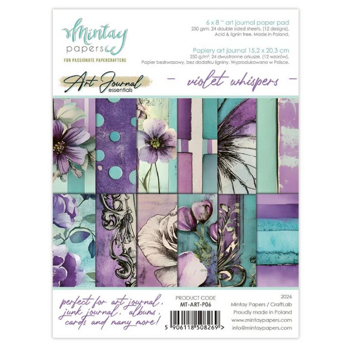 Mintay Paper Violet Whispers 6" x"8 Art Journal Paper Pad