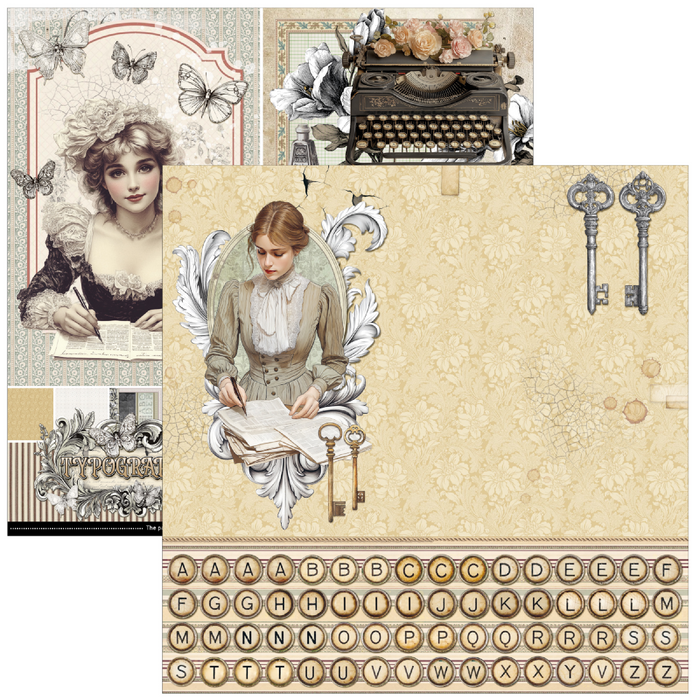 Ciao Bella Typographic 12" x 12" Patterns Scrapbooking Paper Set