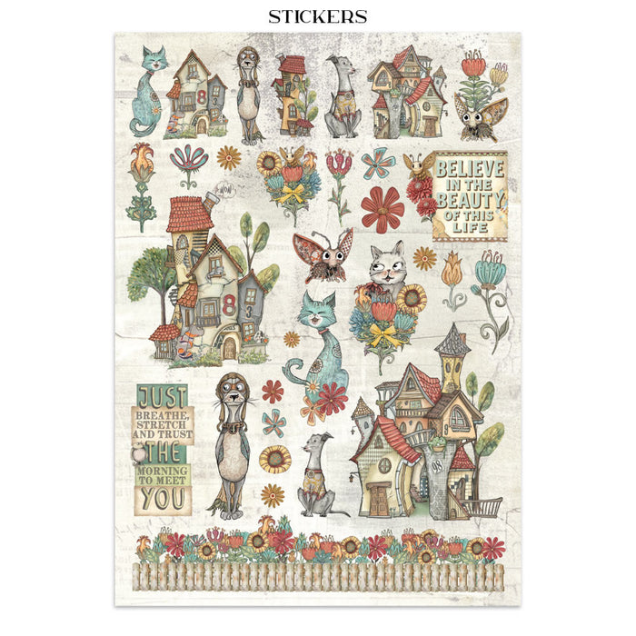 Stamperia Paper Furry Friends Junk Journal Stickers Cut-outs Backgrounds