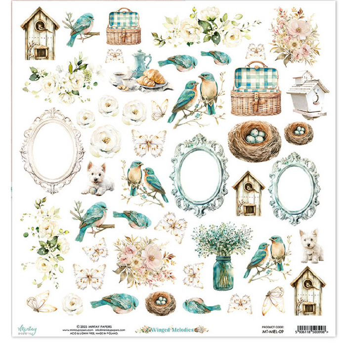 Mintay Winged Melodies 12" x"12 Scrapbooking Paper Set