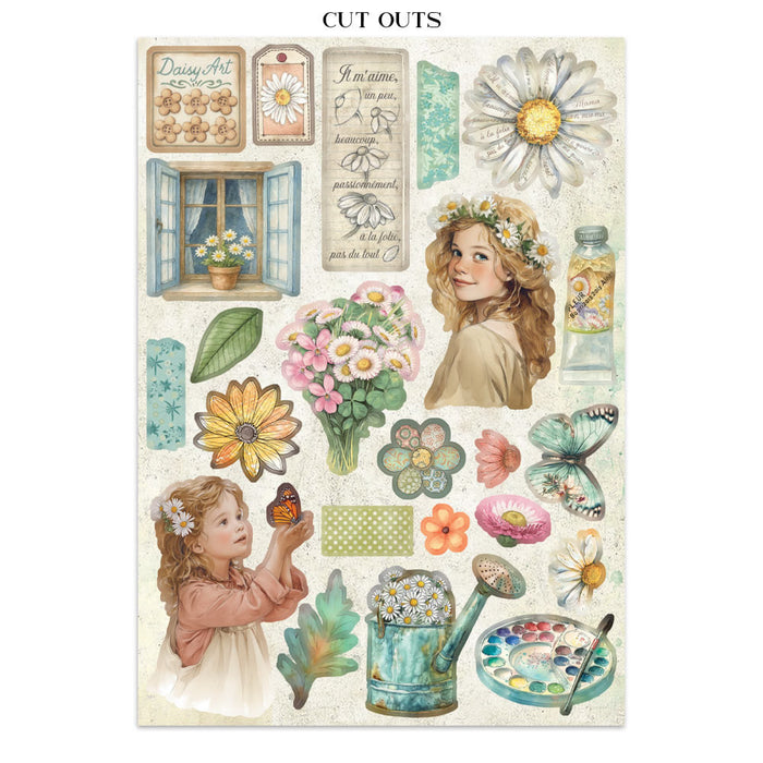 Stamperia Daisy Art Junk Journal Stickers Cut-outs Backgrounds