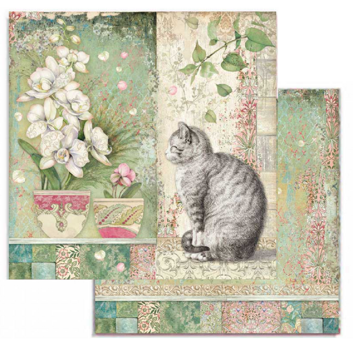 Stamperia Orchids and Cats 8" x 8" Scrapbooking Paper Pad