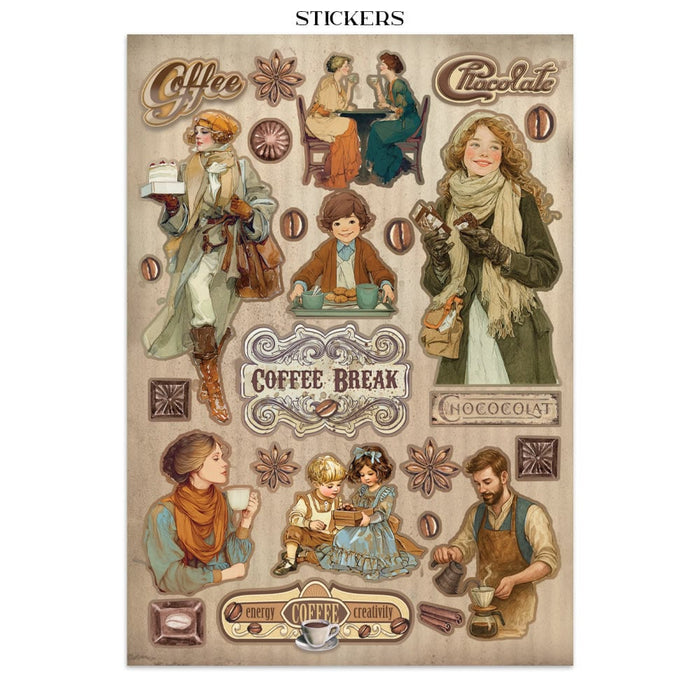 Stamperia Coffee & Chocolate Junk Journal Stickers Cut-outs Backgrounds