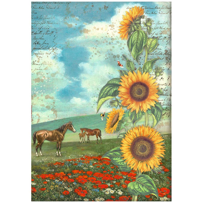 Stamperia Sunflower Art A4 Rice Paper Art & Horses