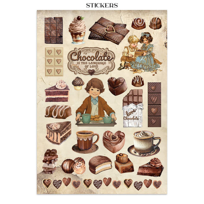 Stamperia Coffee & Chocolate Junk Journal Stickers Cut-outs Backgrounds