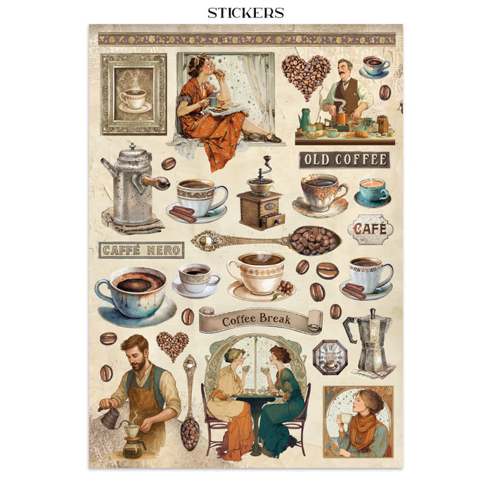 Stamperia Coffee & Chocolate Junk Journal Stickers Cut-outs Backgrounds