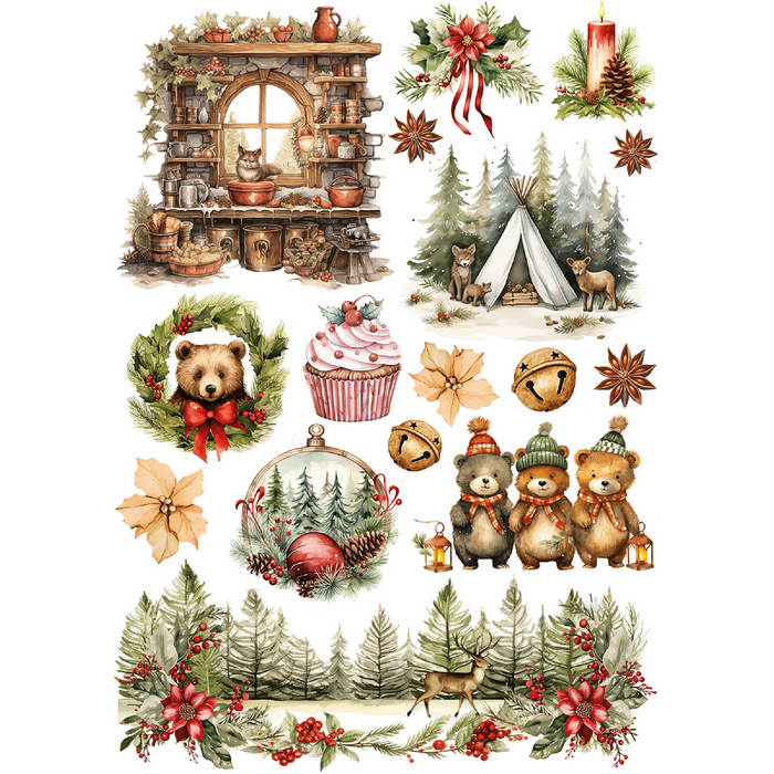 Ciao Bella Hot Cocoa & Holly A5 Mixed Rice Paper 8pc