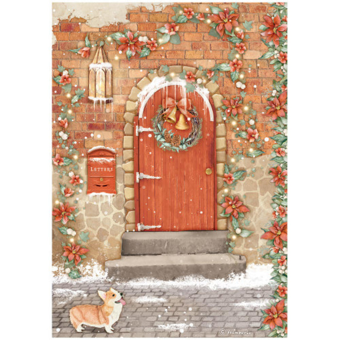Stamperia All Around Christmas A4 Rice Paper Red Door