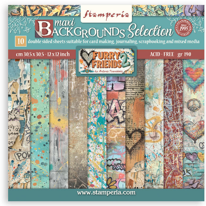 Stamperia Furry Friends 2 12" x 12" Background Selection Paper Pad