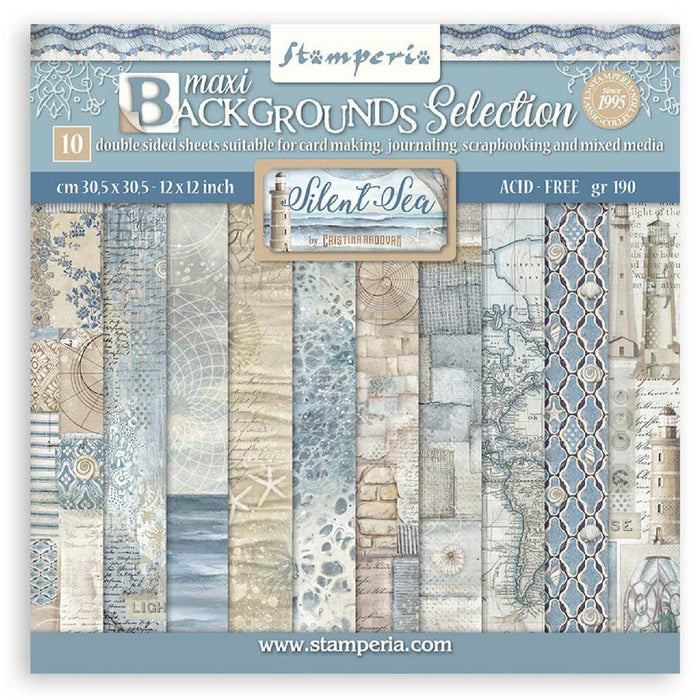 Stamperia Silent Sea 12" x 12" Maxi Backgrounds Selection Paper Pad