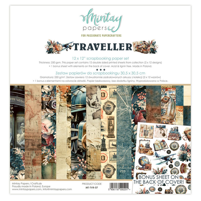 Mintay Traveller  12" x"12 Scrapbooking Paper Set