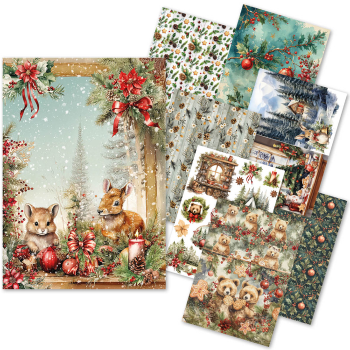 Ciao Bella Hot Cocoa & Holly A5 Mixed Rice Paper 8pc