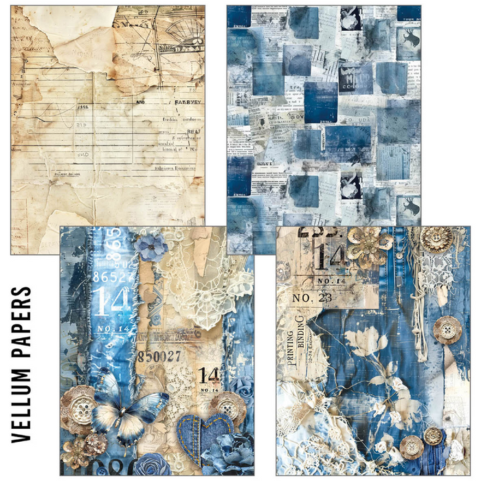Ciao Bella Craftmix Urban Blue Denim Mixed A5 Paper Pack 8pc