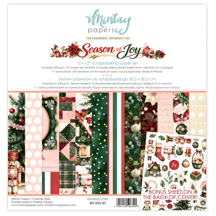 Mintay Season Of Joy 12" x"12 Scrapbooking Paper Set
