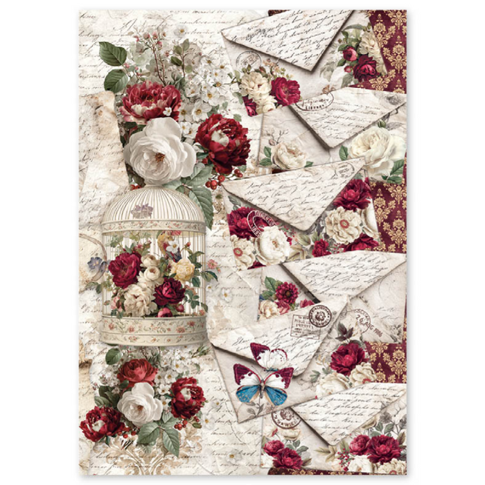 Ciao Bella Paper Bohemian Burgundy A4 Mixed Rice Paper 4pc