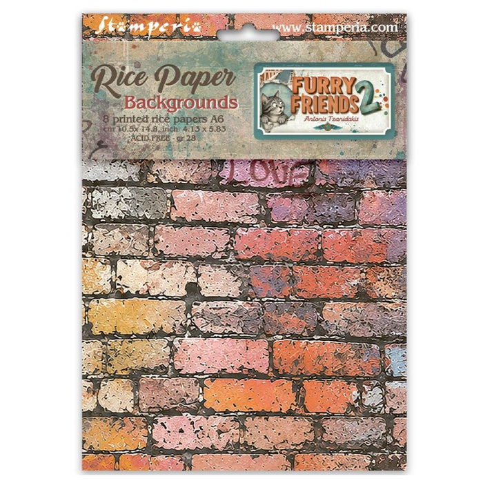 Stamperia Furry Friends 2 A6 Rice Paper Backgrounds Pack