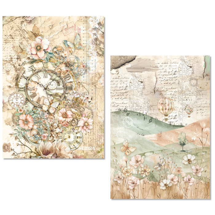 Ciao Bella Paper Lost in Time A5 Mixed Rice Paper 8pc