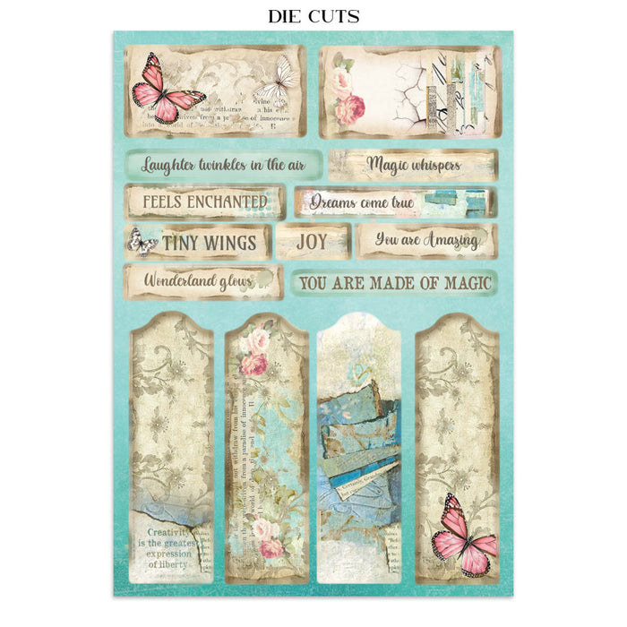 Stamperia Paper Wonderland Junk Journal Stickers Cut-outs Backgrounds