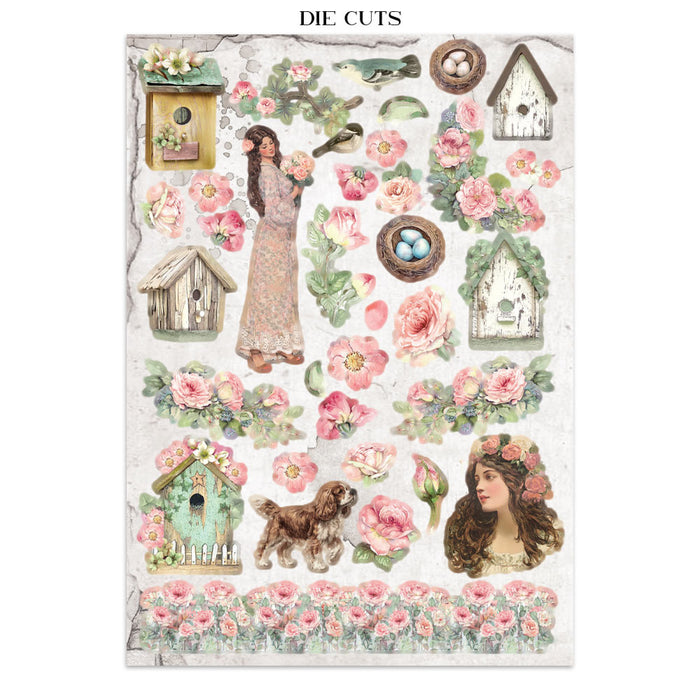 Stamperia House Of Roses Junk Journal Stickers Cut-outs Backgrounds