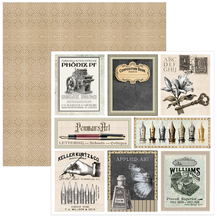 Ciao Bella Typographic 12" x 12" Patterns Scrapbooking Paper Set