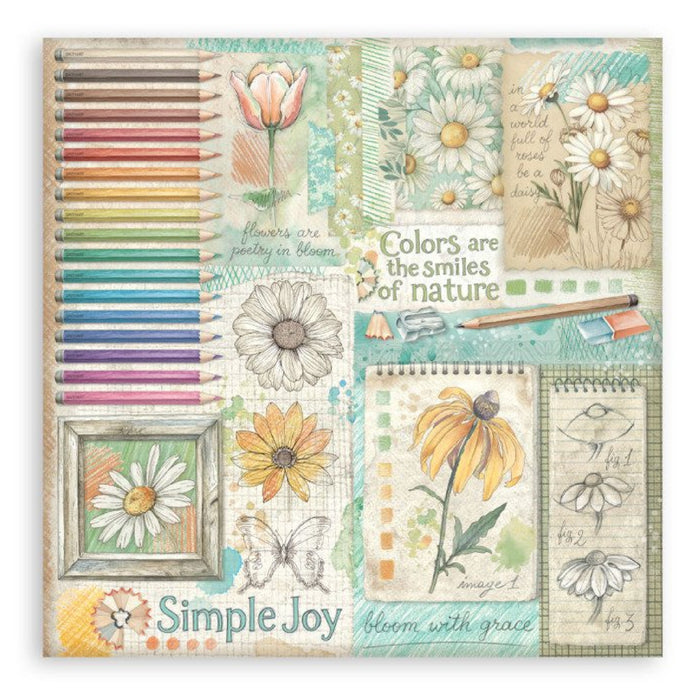 Stamperia Daisy Art 8" x 8" Single Faced Maxi Paper Pad
