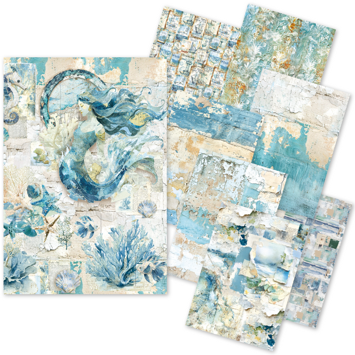 Ciao Bella Paper Edge of the Ocean A5 Mixed Rice Paper 8pc
