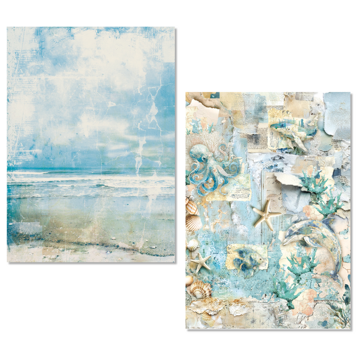 Ciao Bella Paper Edge of the Ocean A5 Mixed Rice Paper 8pc
