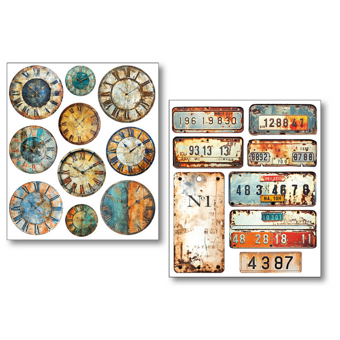 Ciao Bella Mixed Media Sticker Set Grungy Tags 10pc