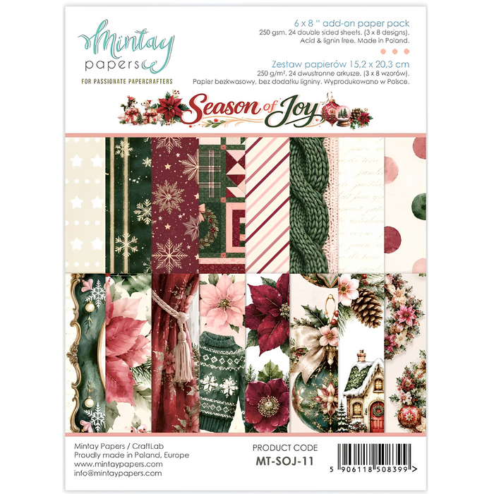 Mintay Season Of Joy 6" x"8 Add-On Paper Set
