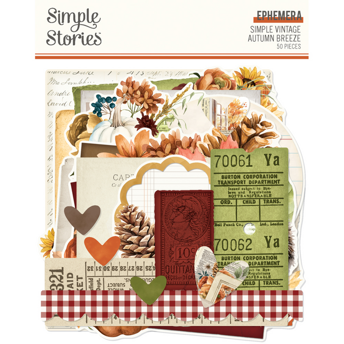 Simple Stories Vintage Autumn Breeze Ephemera 50pc