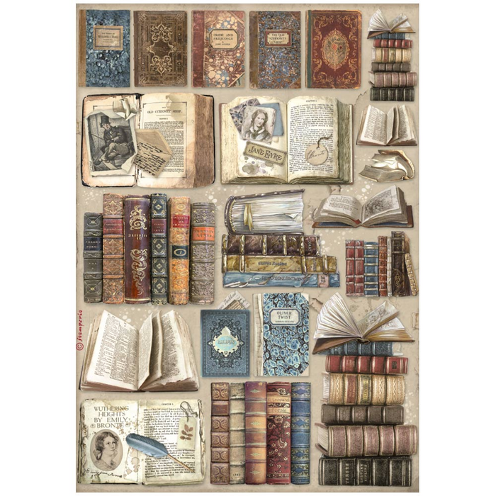 Stamperia Vintage Library A4 Rice Paper Selection Pack