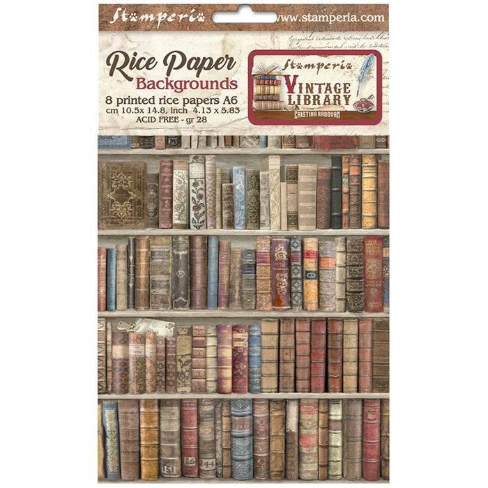 Stamperia Vintage Library A6 Rice Paper Backgrounds Pack