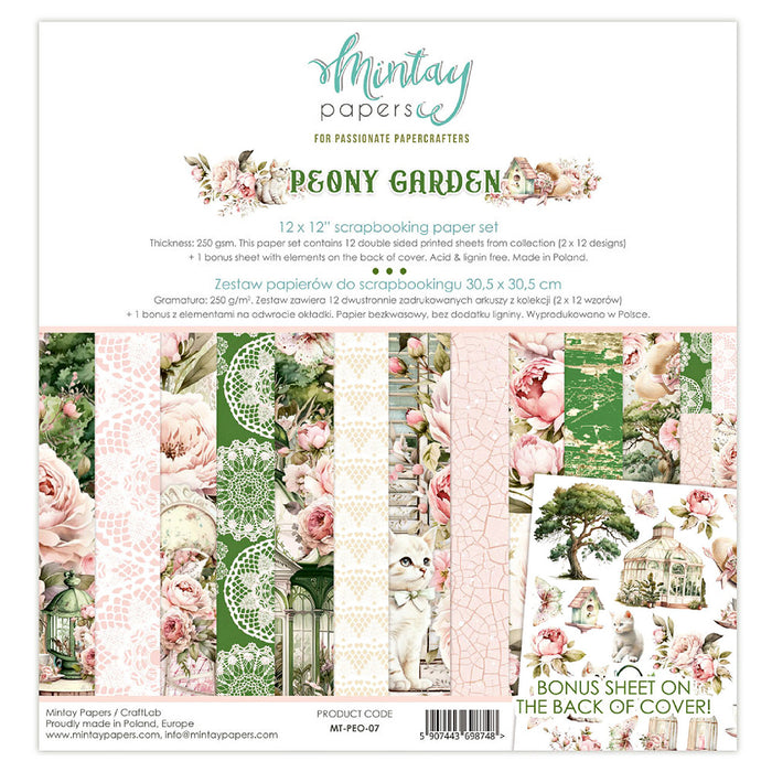Mintay Peony Garden 12" x"12 Scrapbooking Paper Set