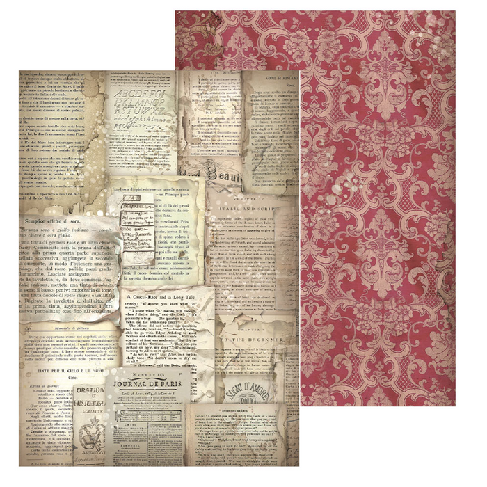 Stamperia Vintage Library A6 Rice Paper Backgrounds Pack