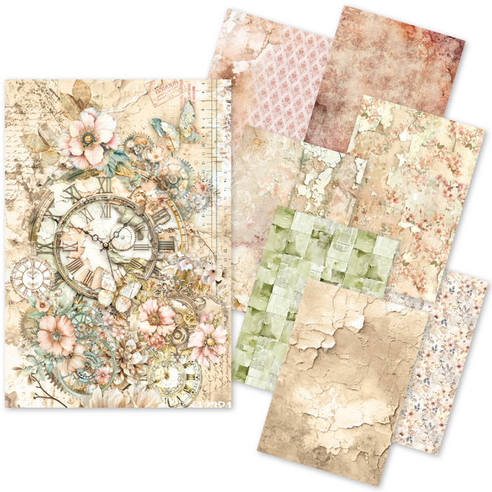 Ciao Bella Paper Lost in Time A5 Mixed Rice Paper 8pc