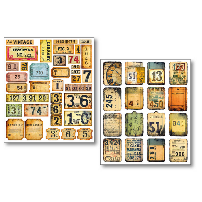 Ciao Bella Mixed Media Sticker Set Grungy Tags 10pc