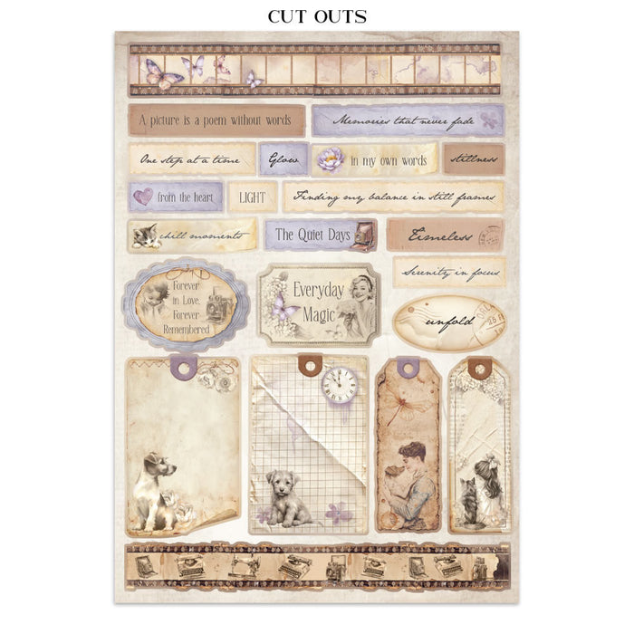 Stamperia Quiet Days Junk Journal Stickers Cut-outs Backgrounds