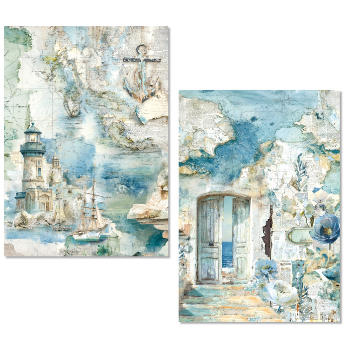 Ciao Bella Paper Edge of the Ocean A5 Mixed Rice Paper 8pc