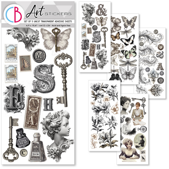 Ciao Bella Typographic Art Transparent Stickers 5pc