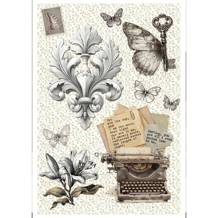 Ciao Bella Typographic A4 Mixed Rice Paper 4pc