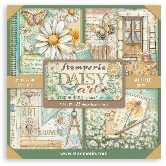 Stamperia Daisy Art 12" x 12" Single Faced Maxi Paper Pad