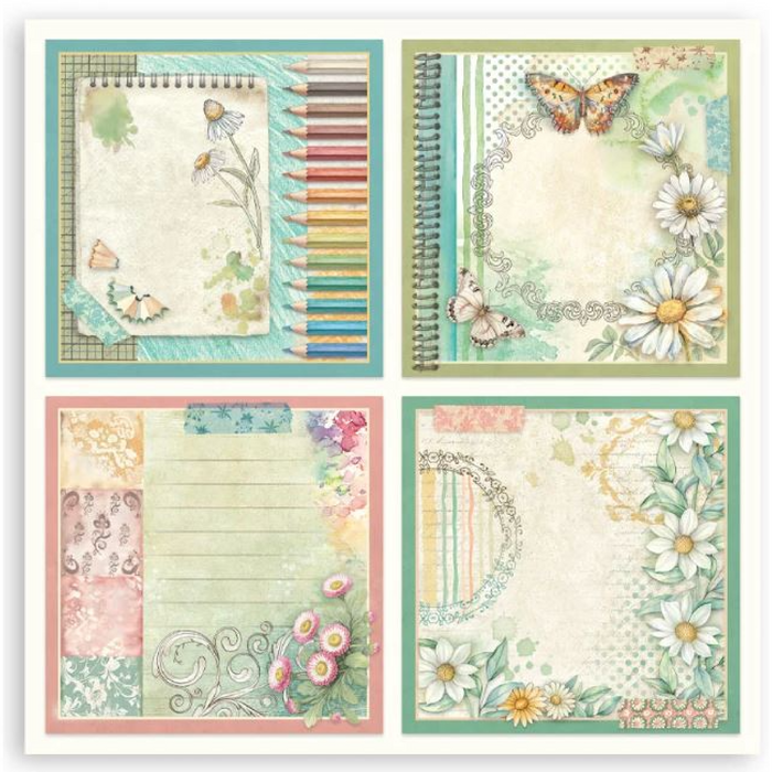 Stamperia Daisy Art 8" x 8" Single Faced Maxi Paper Pad