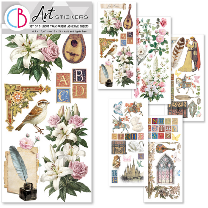 Ciao Bella Paper Courtly Love Art Transparent Stickers 5pc