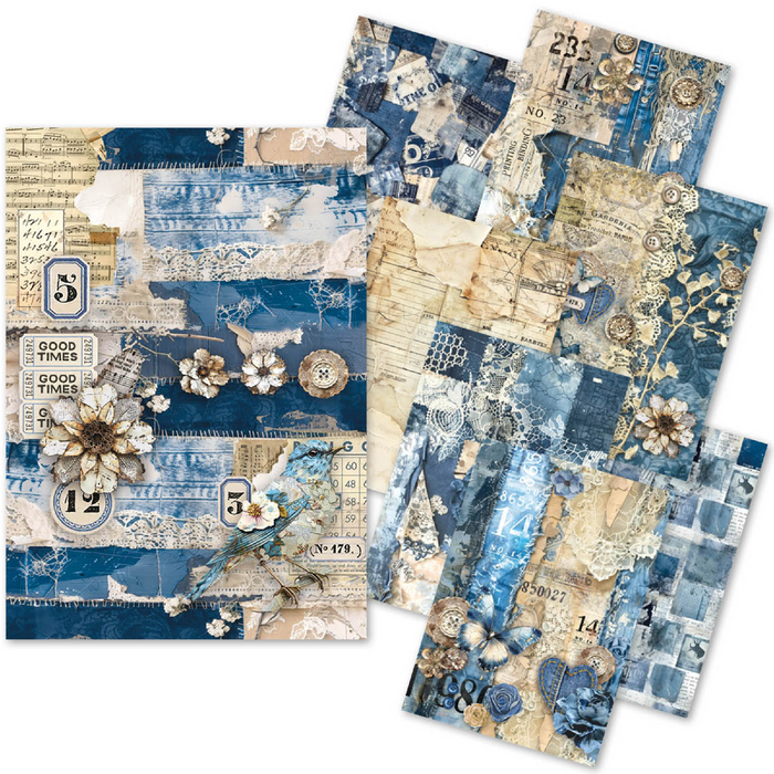 Ciao Bella Craftmix Urban Blue Denim Mixed A5 Paper Pack 8pc