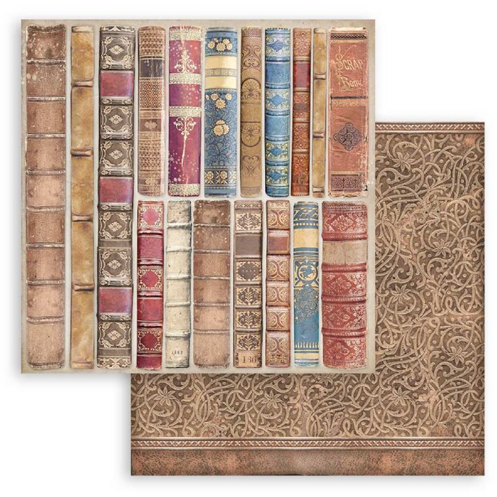 Stamperia Vintage Library 12" x 12"  Maxi Backgrounds Selection Paper Pad